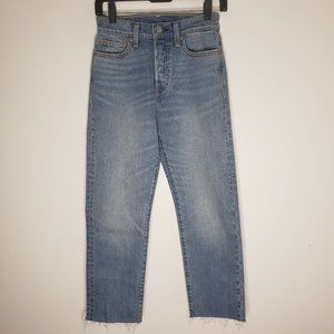 Levi's High Waisted Wide Leg Cut Off Jeans Size 25